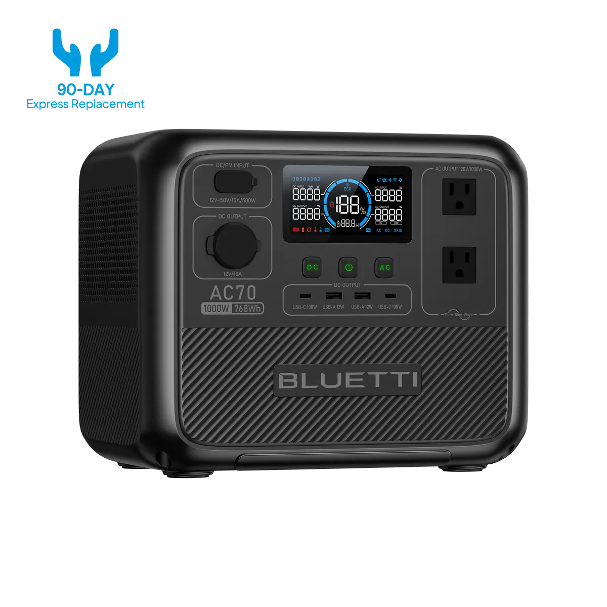 BLUETTI AC70 Portable Power Station | 1,000W 768Wh