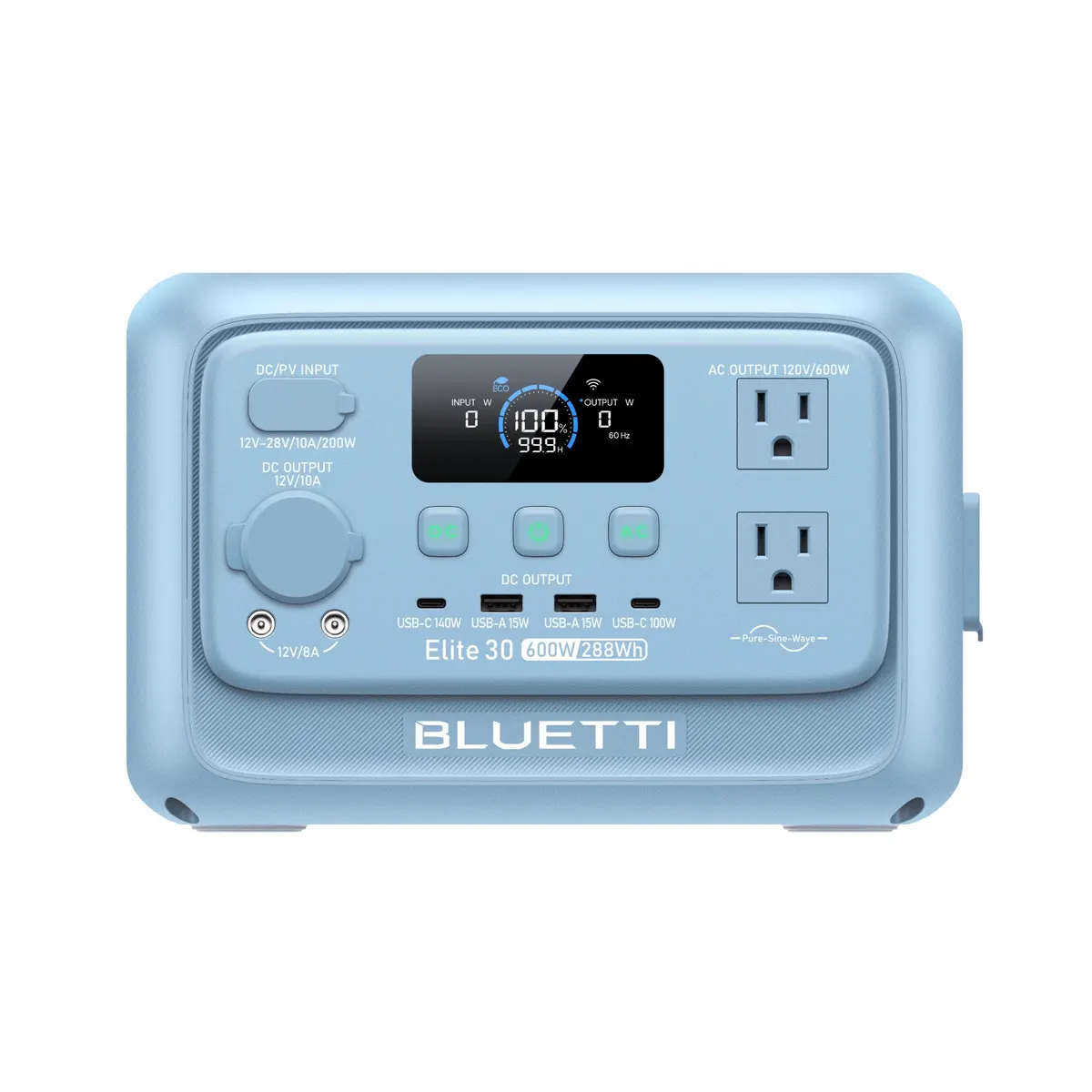 BLUETTI Elite 30 V2 Portable Power Station | 600W 288Wh (Glacier Blue)