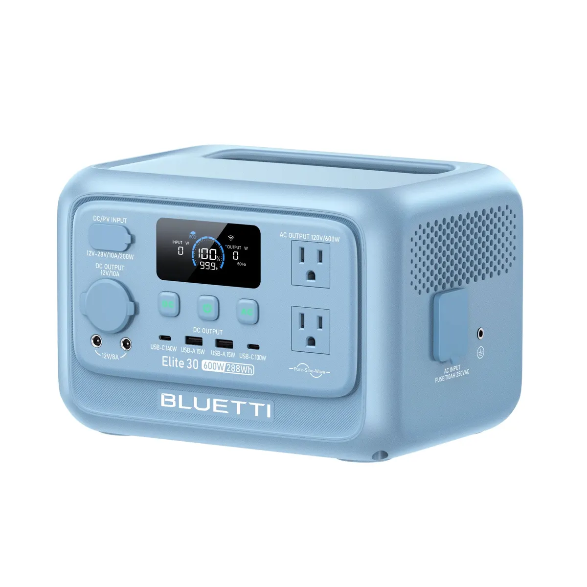 BLUETTI Elite 30 V2 Portable Power Station | 600W 288Wh  (Glacier Blue)
