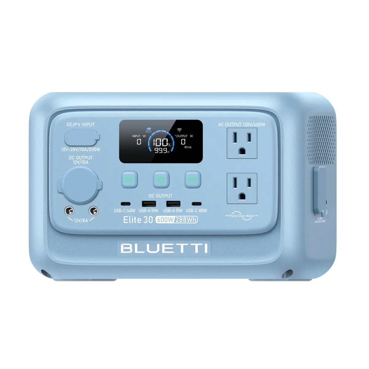 BLUETTI Elite 30 V2 Portable Power Station | 600W 288Wh  (Glacier Blue)