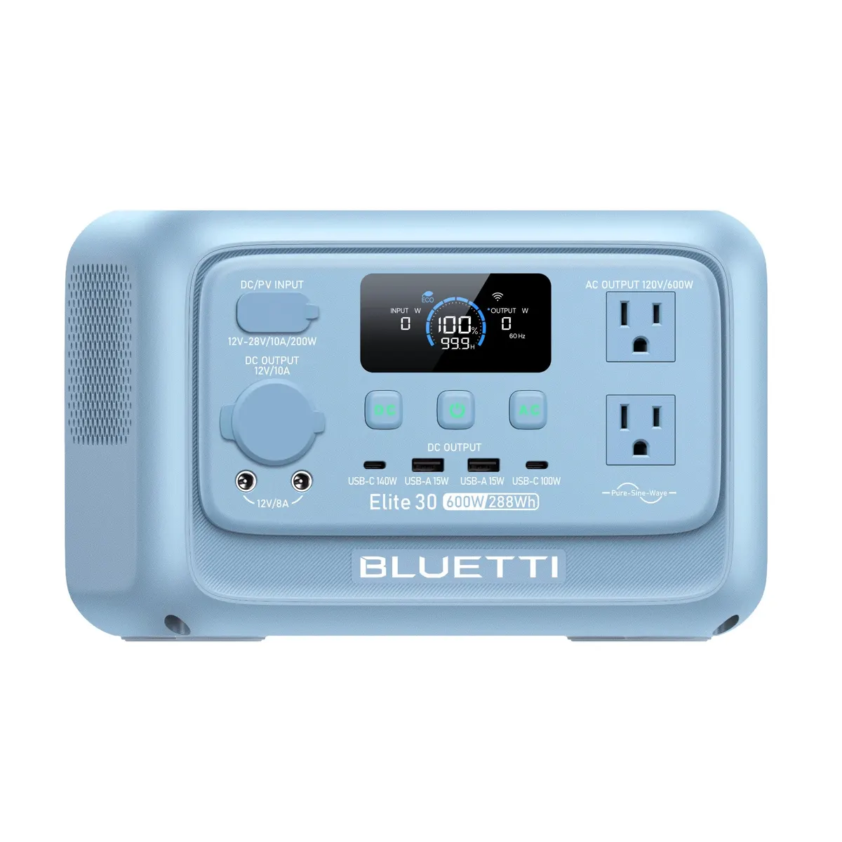 BLUETTI Elite 30 V2 Portable Power Station | 600W 288Wh  (Glacier Blue)