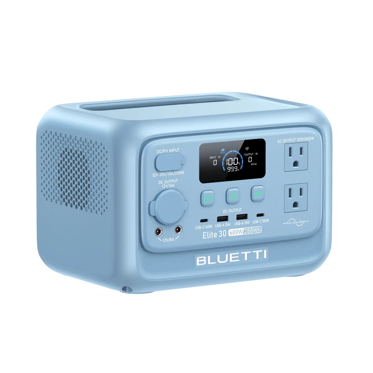 BLUETTI Elite 30 V2 Portable Power Station | 600W 288Wh  (Glacier Blue)