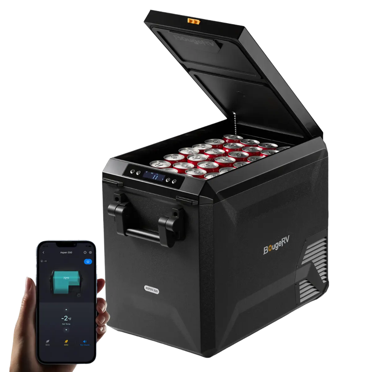 BougeRV New ASPEN S50 12V 50QT Portable Fridge with 277Wh Battery