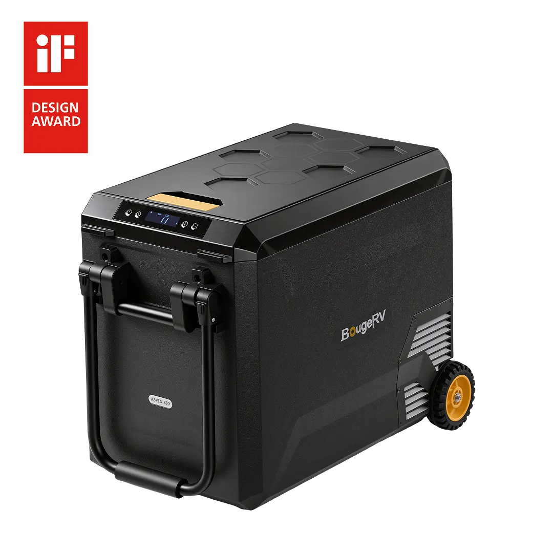 BougeRV New ASPEN S50 12V 50QT Wheeled Portable Fridge with 277Wh Battery