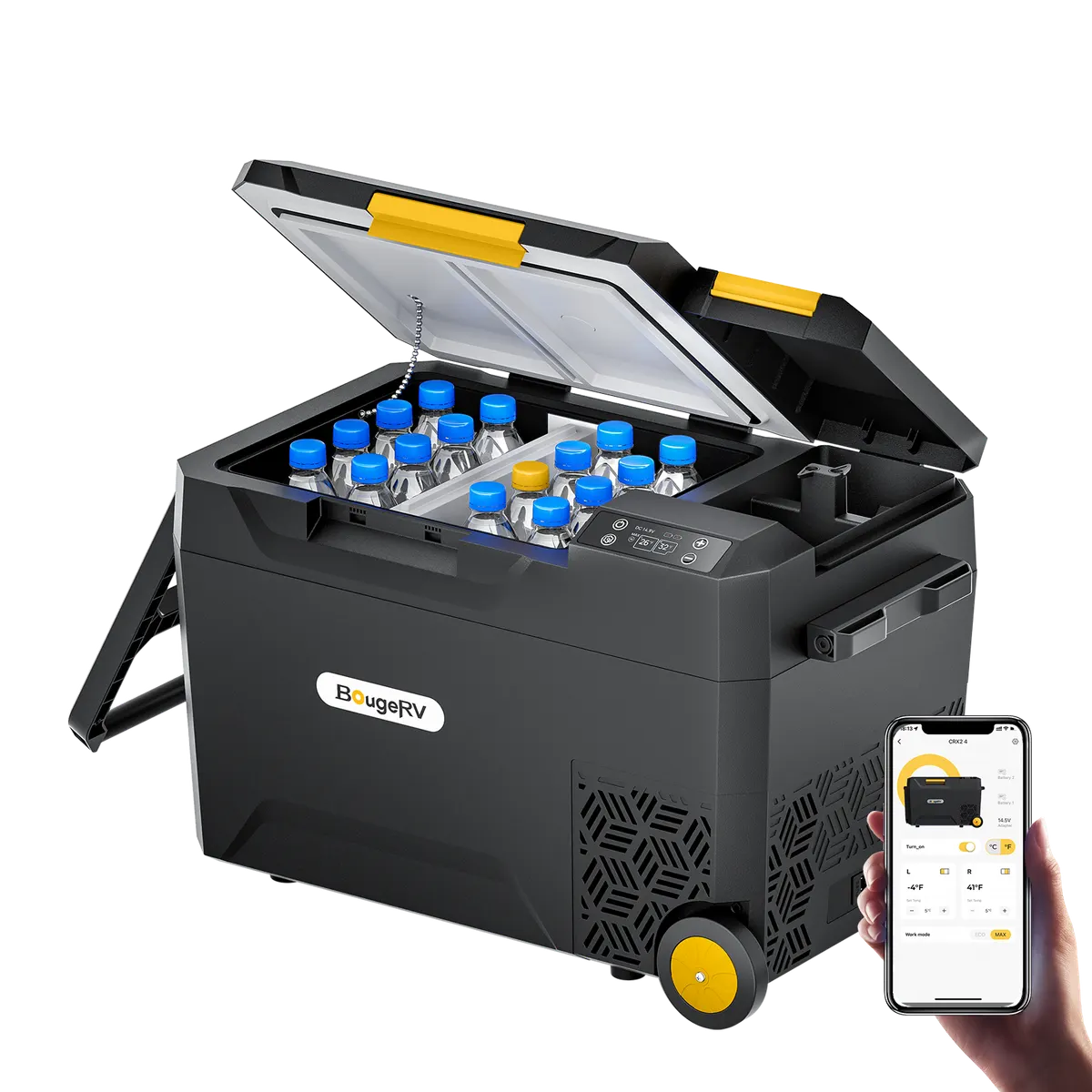 BougeRV CRX2 31QT Insulated Dual-Zone Portable Fridge with 2 Batteries
