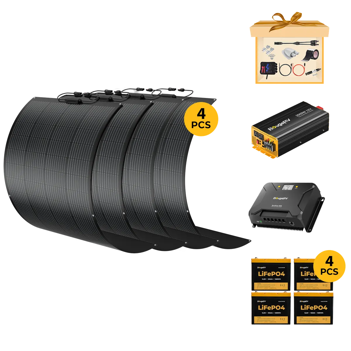 BougeRV 800W 12V Arch Pro Solar System Kit