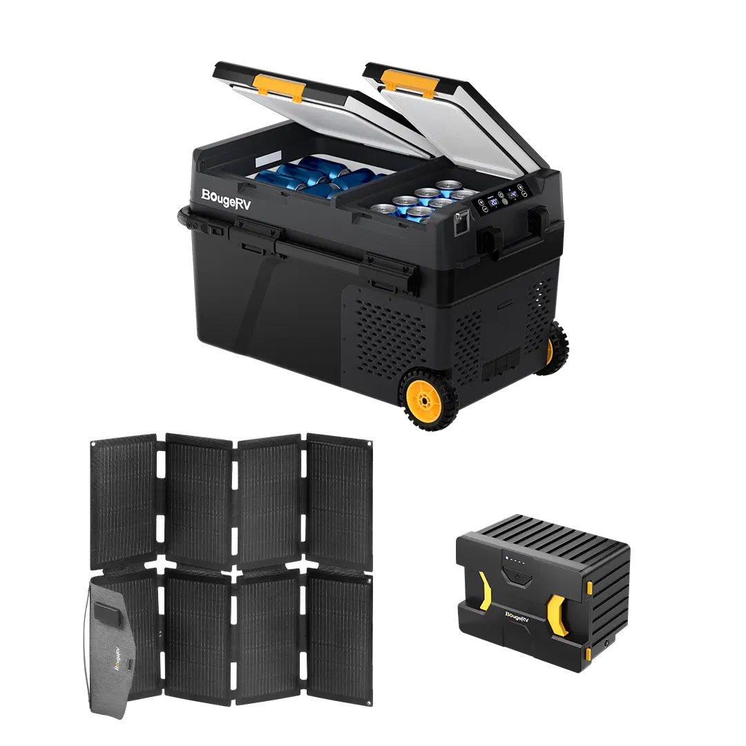 BougeRV CRD2 Dual Zone Solar Battery Portable Fridge Kit