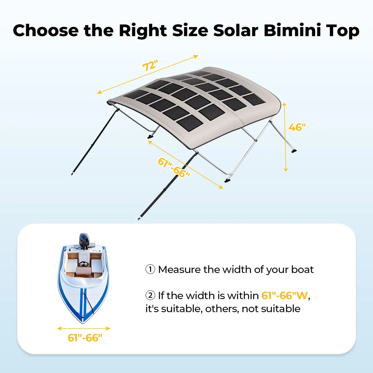 BougeRV 200W N-Type Solar Bimini Top for Boats