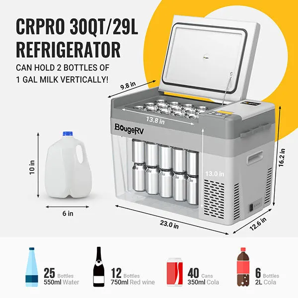 CRPRO30 30 Quart Portable Car Fridge White With 220Wh Power Station