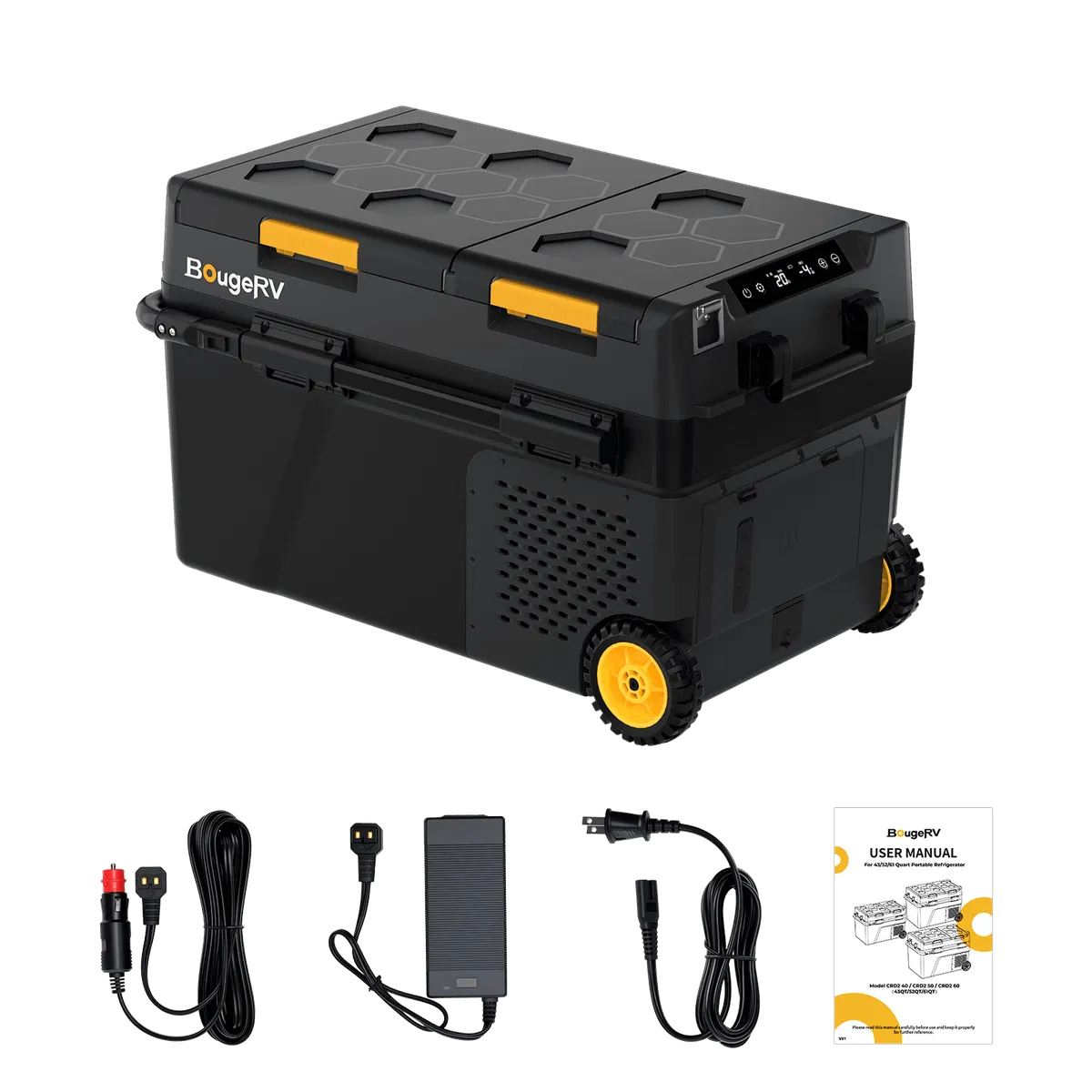 BougeRV New CRD2 V2.0 43QT Dual Zone 12V Portable Fridge with 240Wh Battery