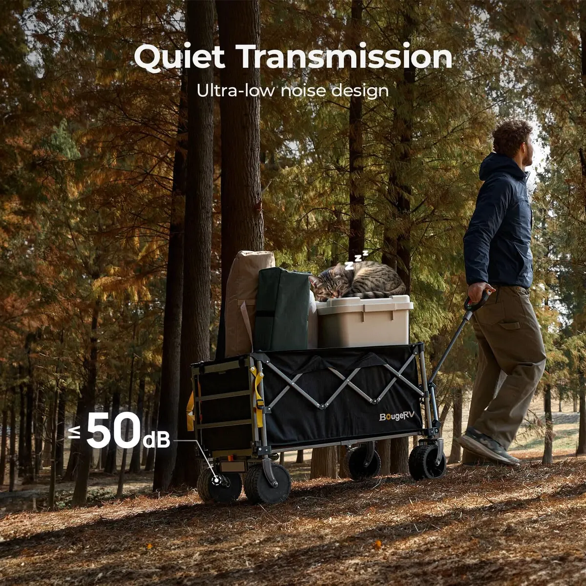 BougeRV Electric Foldable Utility Camping Wagon with Power Bank