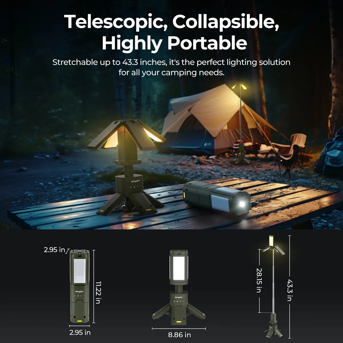 BougeRV Magnetic Outdoor Portable Camping Light