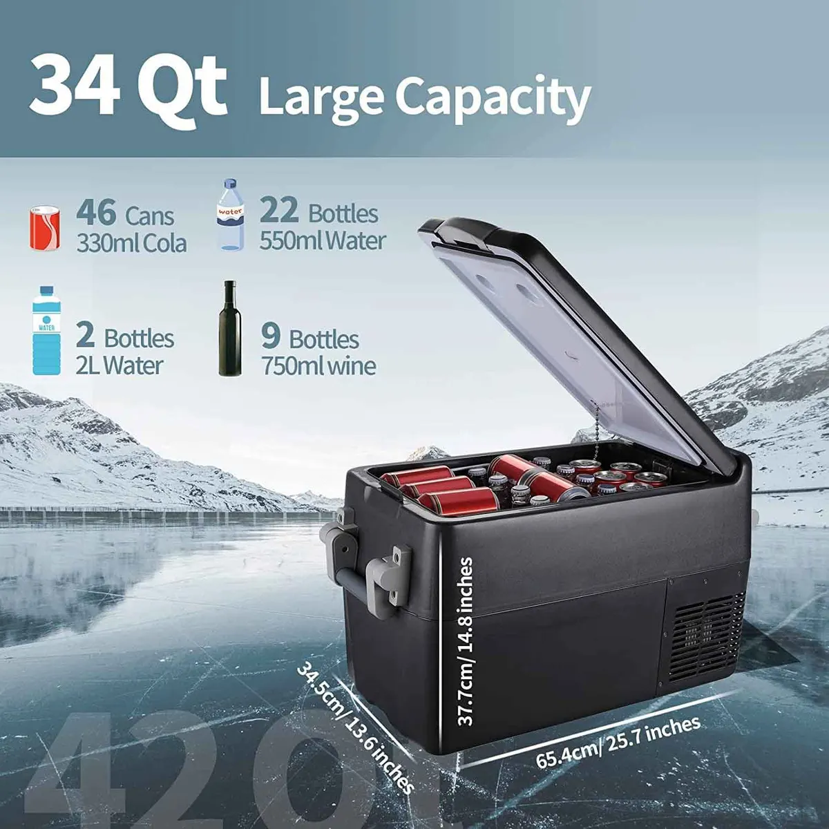 12V 34 Quart (32L) Portable Fridge(Refurbished)