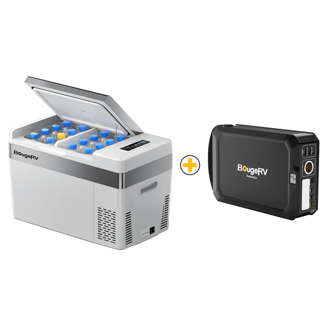 BougeRV 12V Portable Fridge With JuiceGo 240Wh Power Station