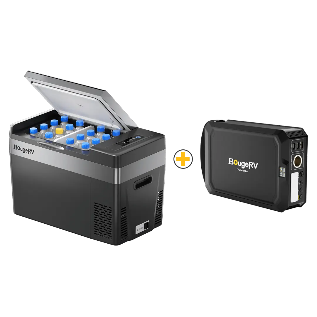 BougeRV 12V Portable Fridge With JuiceGo 240Wh Power Station
