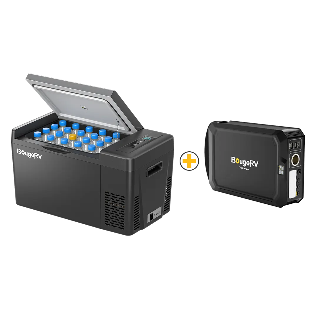BougeRV 12V Portable Fridge With JuiceGo 240Wh Power Station