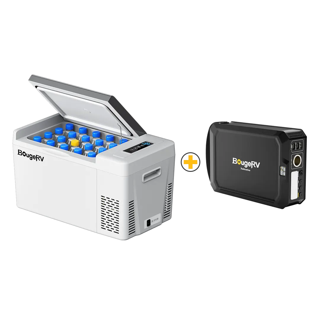 BougeRV 12V Portable Fridge With JuiceGo 240Wh Power Station
