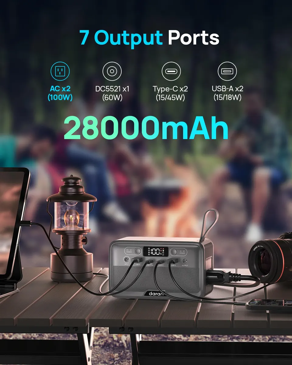 DaranEner R100 Portable Power Station | 100W 89.6Wh
