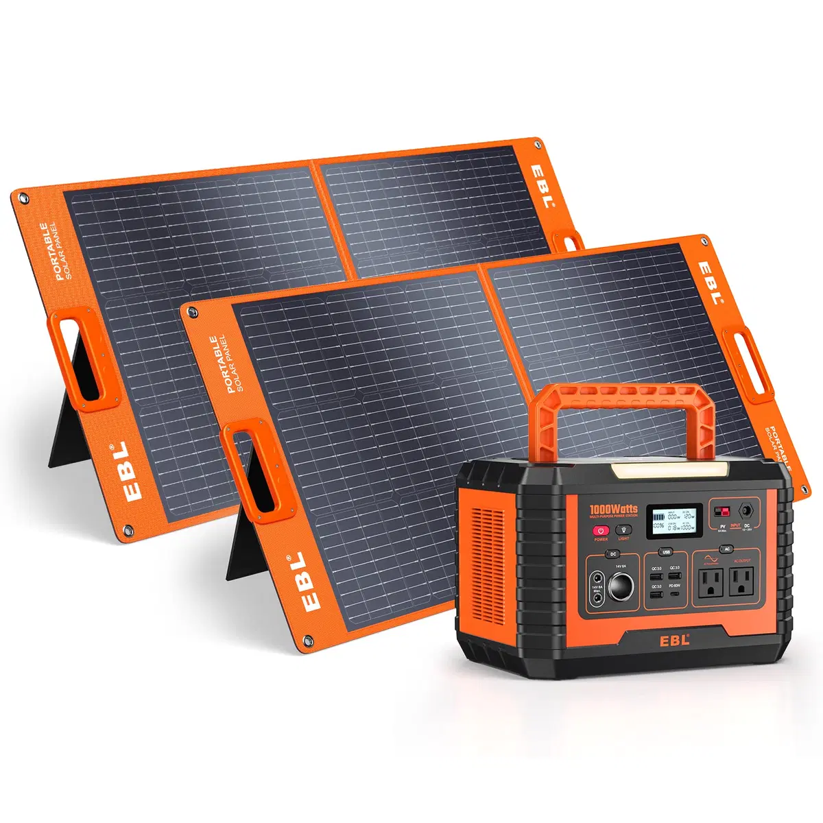 EBL 1000W Solar Generator with 2 × 100W Solar Panels