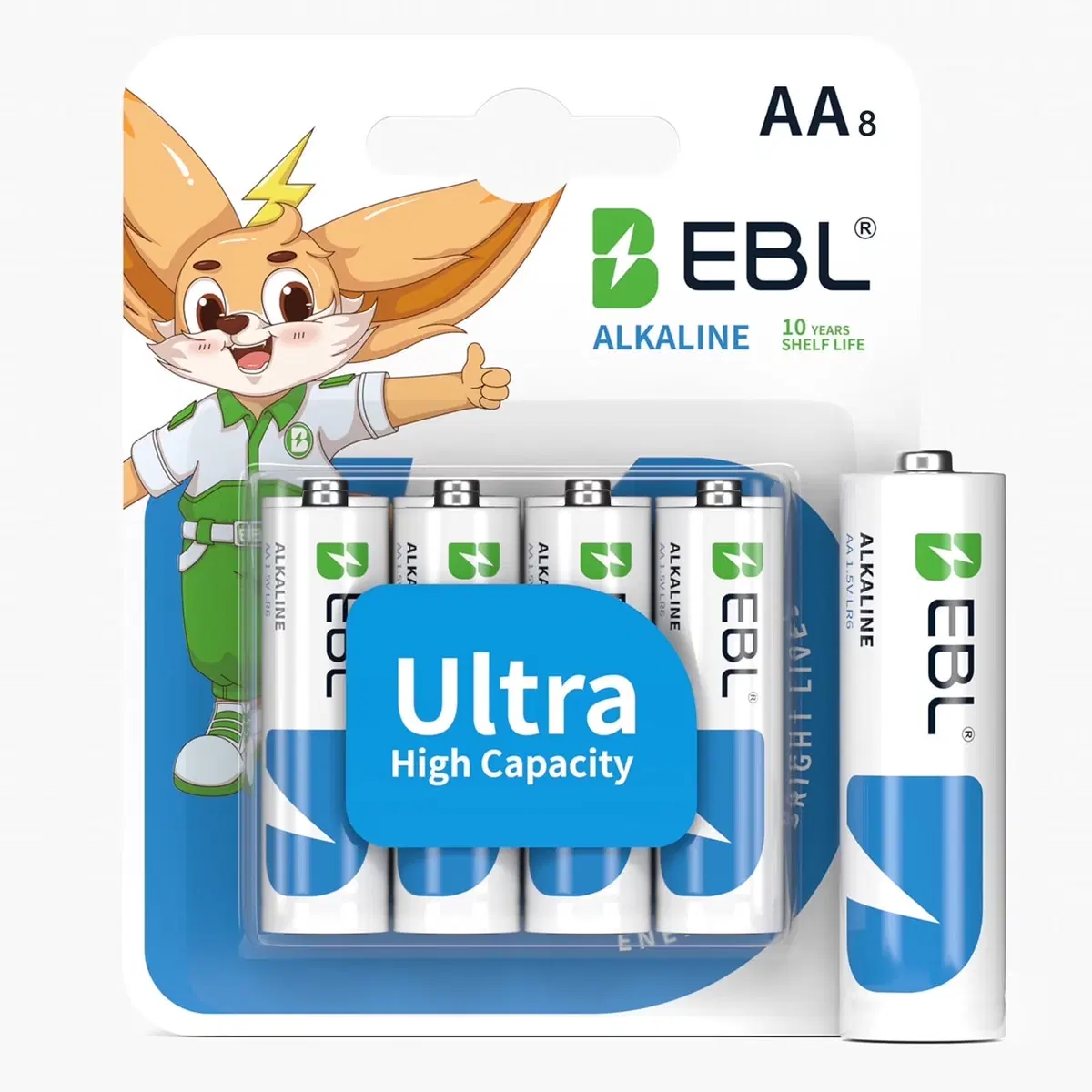 EBL AA Batteries 8 Pack 1.5V Alkaline Double A Batteries, Long-Lasting Alkaline AA Battery