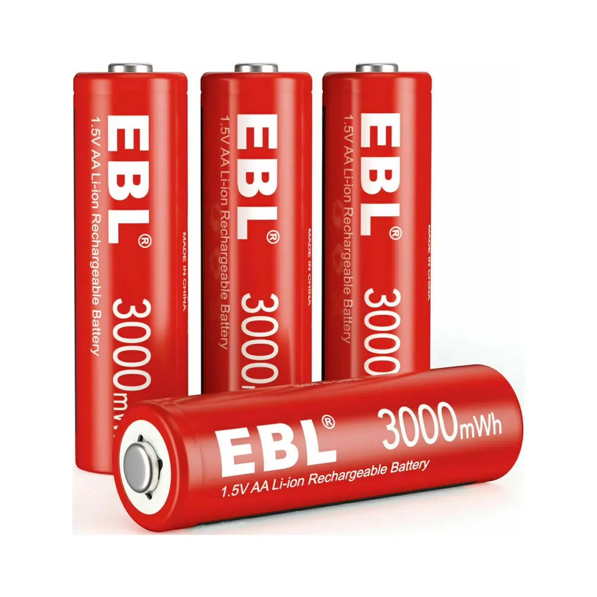 EBL AA Lithium Batteries, 1.5V 3000mWh Rechargeable AA Batteries 4 Pack