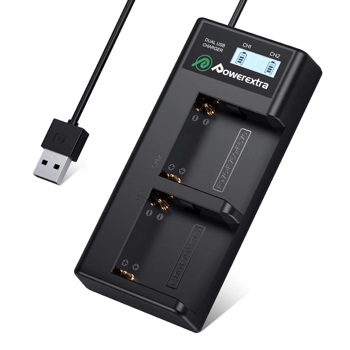Dual Battery Charger with USB LCD Display for Sony