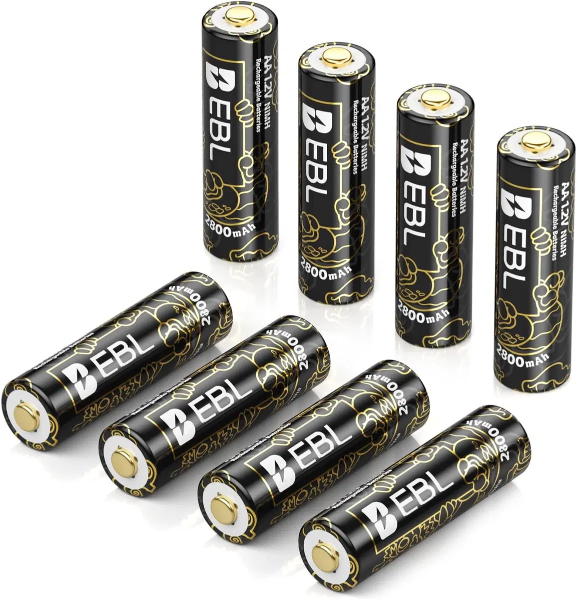 EBL Rechargeable AA Batteries 2800mAh (New Year-Dragon Series)