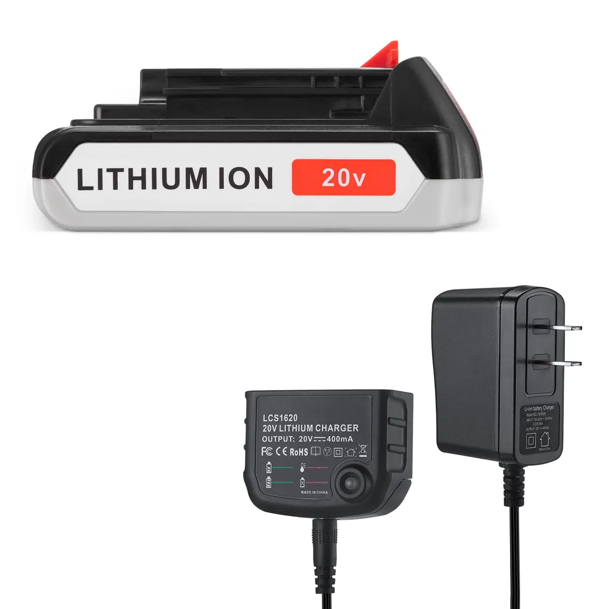 Replacement 3.0Ah 20V Battery wtih Charger for Black & Decker