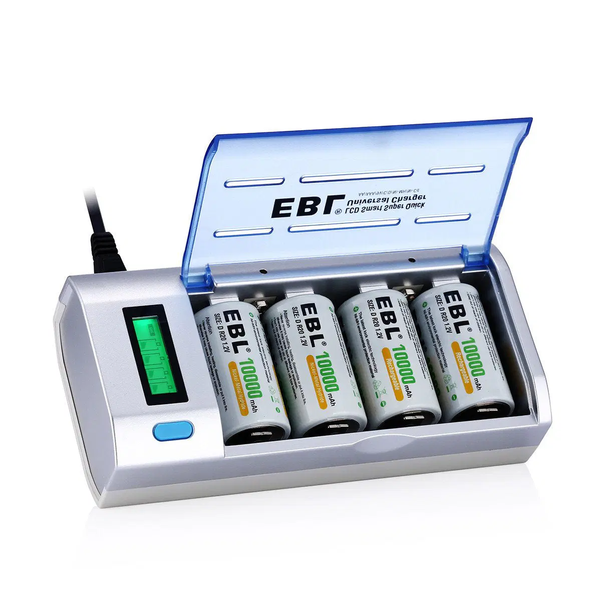 【UK】EBL 906 LCD Smart Battery Charger with C D Rechargeable Batteries
