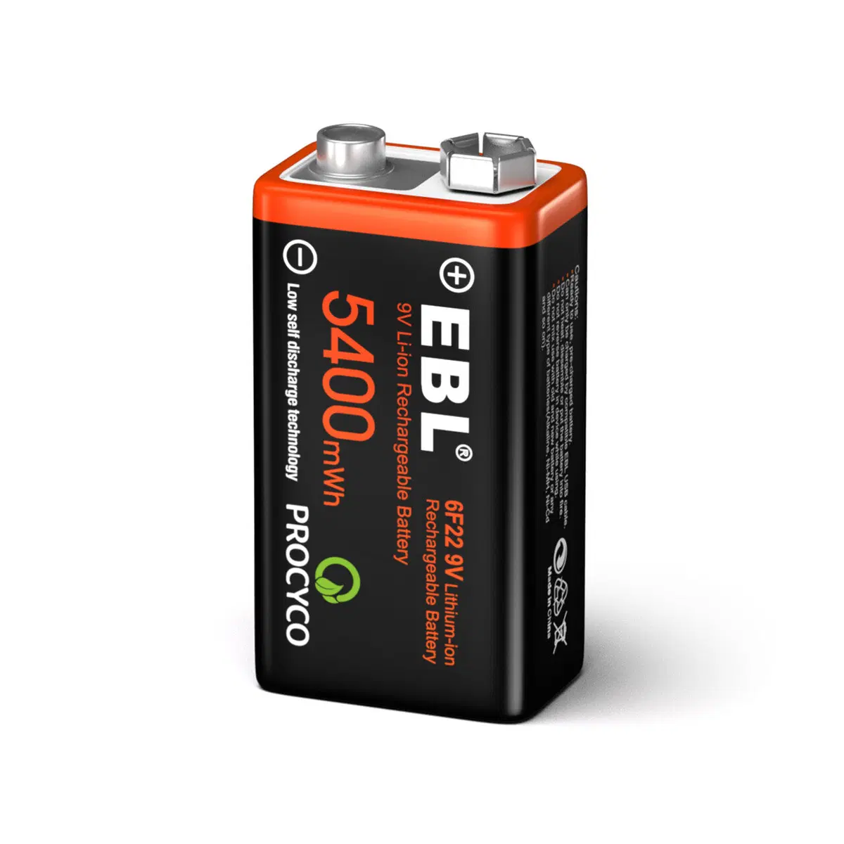 【UK】EBL USB Rechargeable 9V Li-ion Batteries 5400mWh