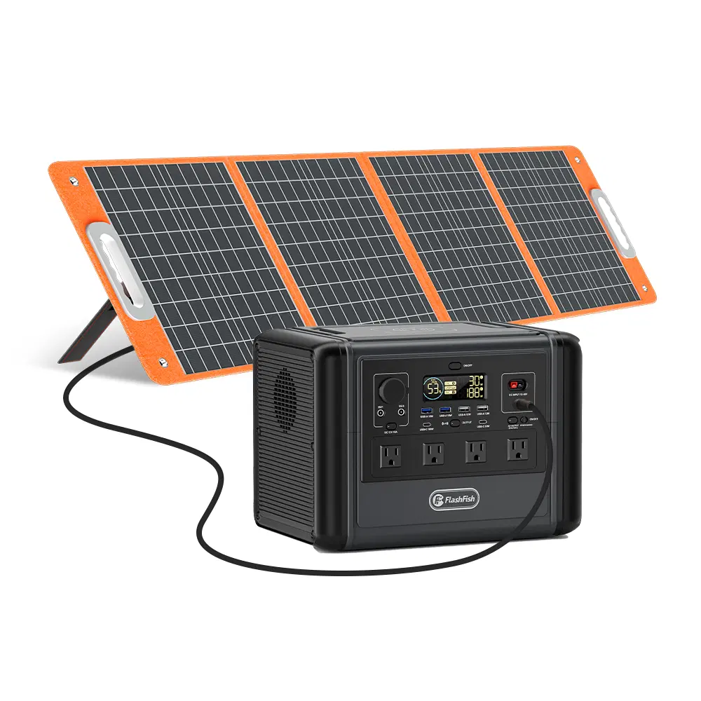FlashFish T1200PRO + TSP100 Solar Generator Kit | 1200W + 768Wh + 100W