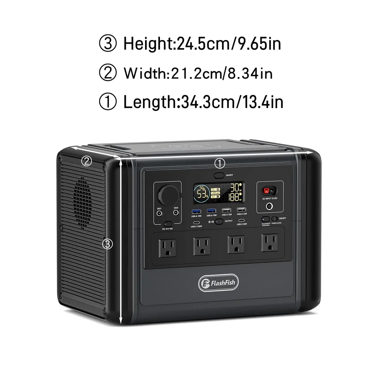 FlashFish T1200S Portable Power Station | LiFePO4 1200W + 768Wh
