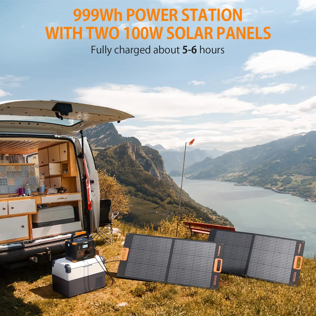 GRECELL 1000W Portable Power Station With Foldable Solar Panel