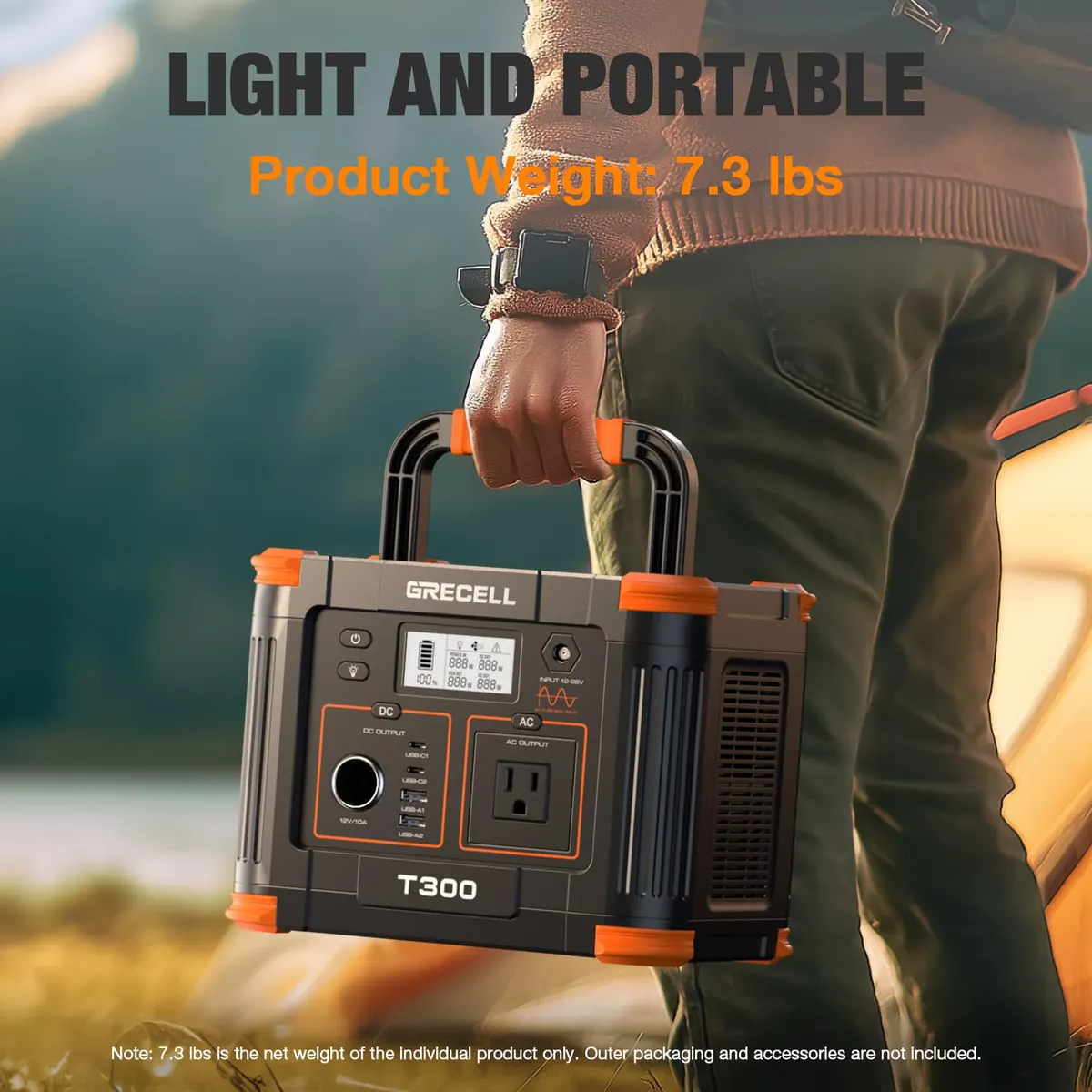 GRECELL 300W Portable Power Station 230.88Wh – Solar Generator with 60W USB-C PD, 110V AC Outlet for Camping, RV, Travel & Home Backup