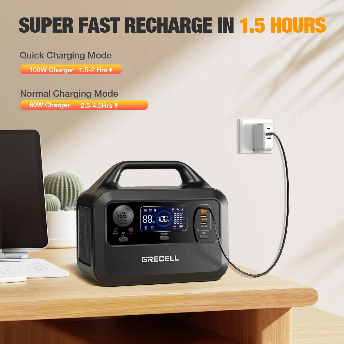 GRECELL 300W Solar Generator with 40W Solar Panel