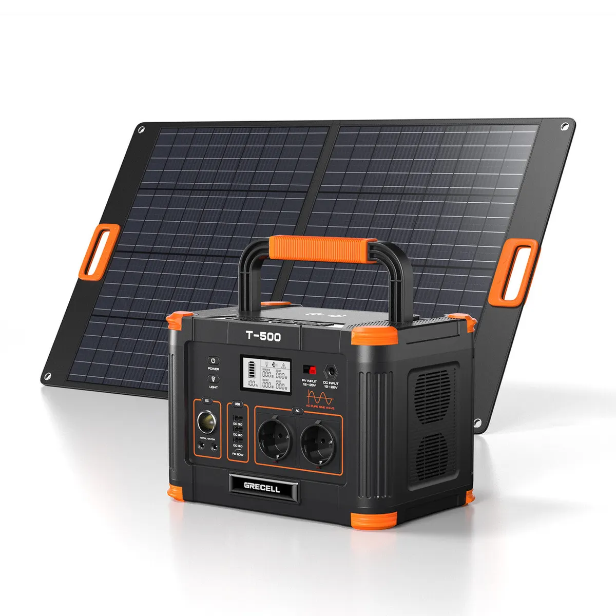 【EU】GRECELL Portable Power Station 500W with 100W Portable Solar Panel