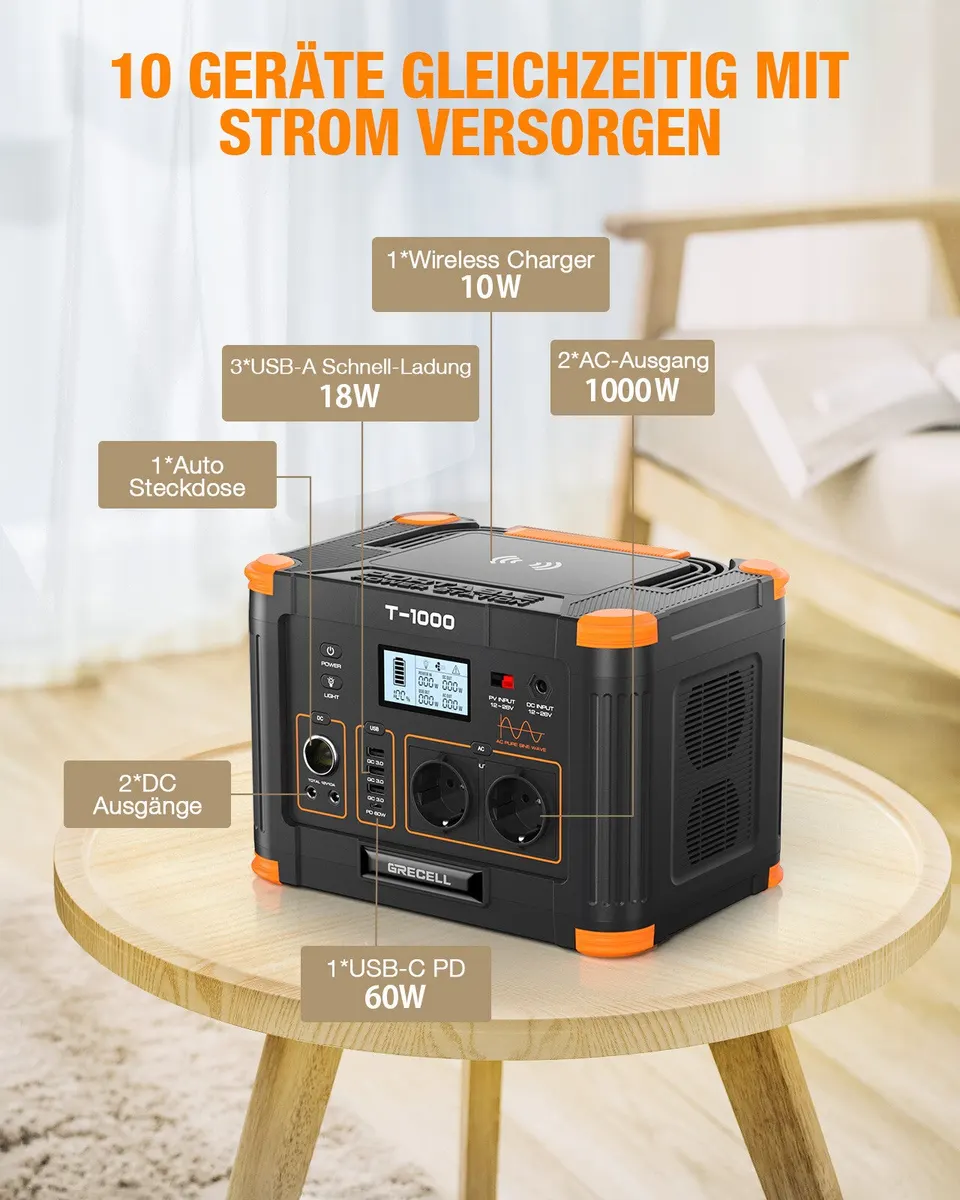 【EU】Grecell Portable Power Station 1000W