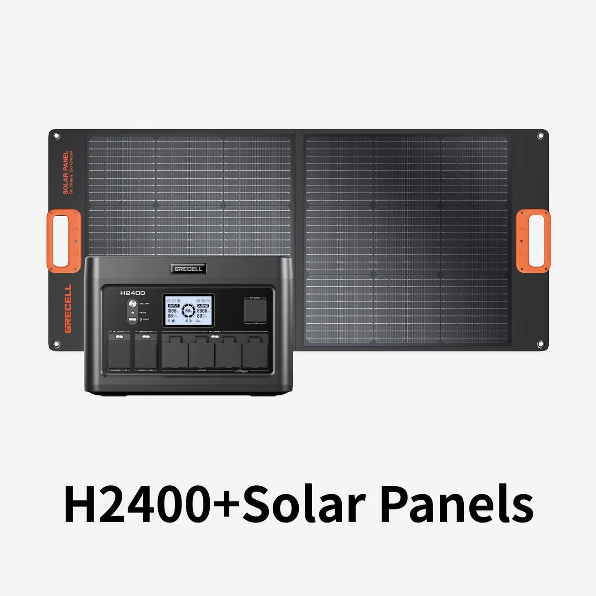 GRECELL Portable Power Station 2400W With Foldable Solar Panel