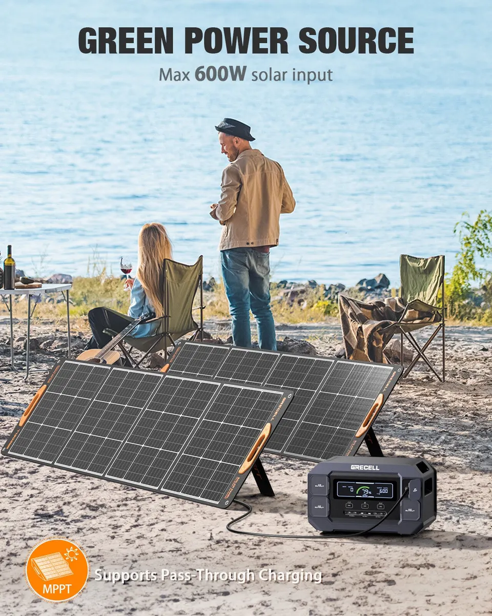 GRECELL 2200W Portable Power Station With Foldable Solar Panels