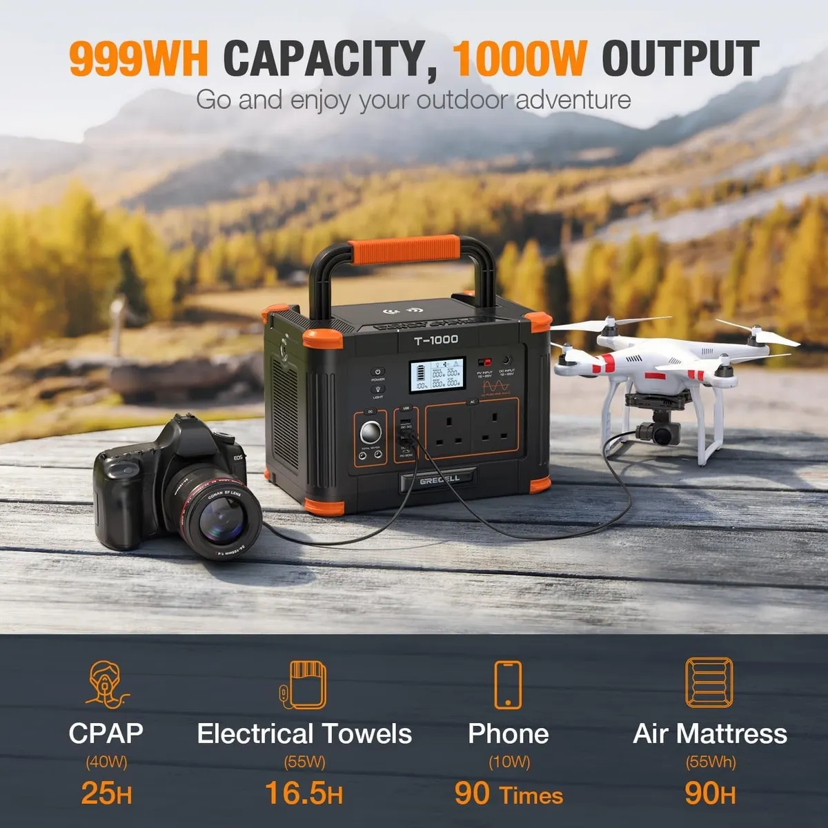 【UK】GRECELL Portable Power Station 1000W