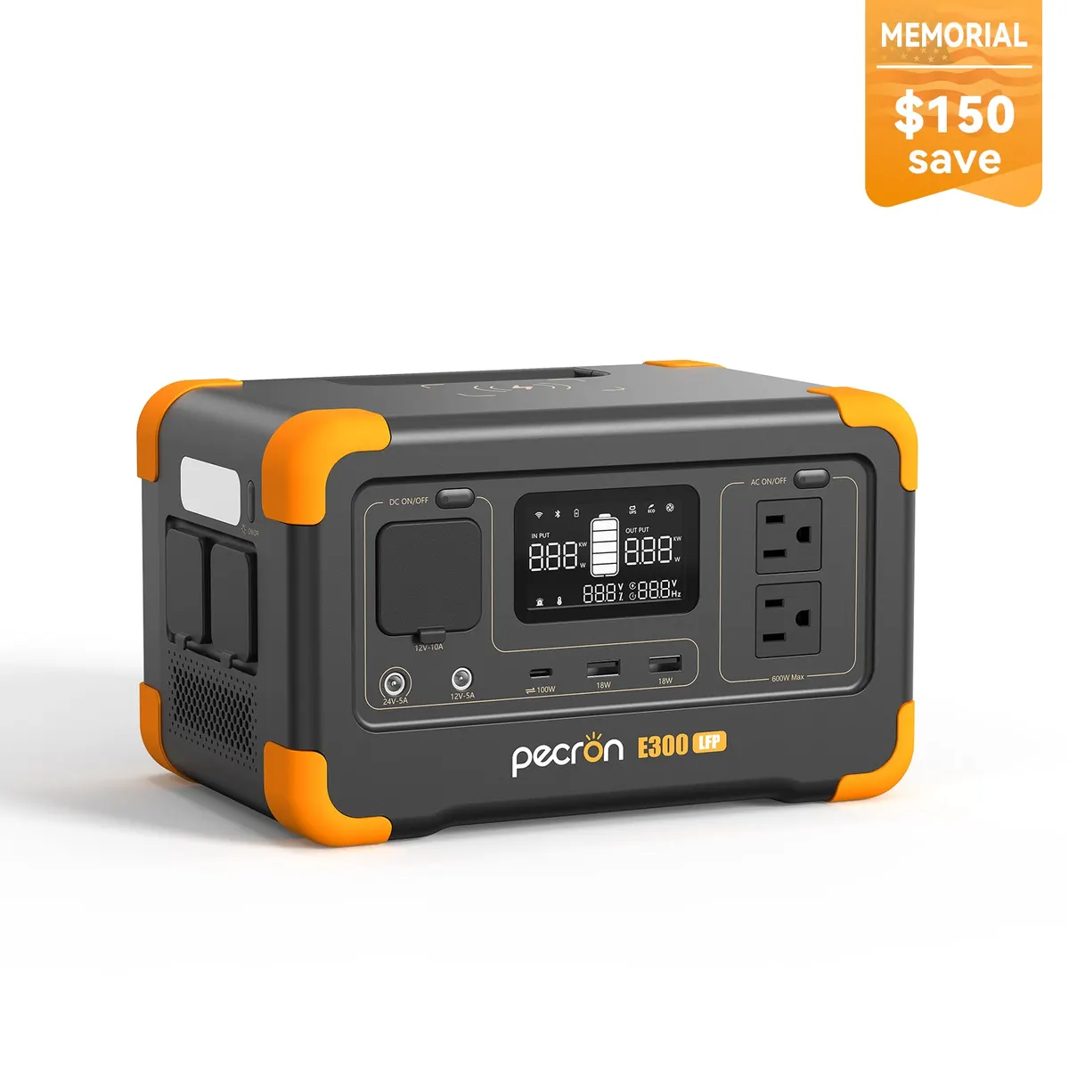 PECRON E300LFP Portable Power Station 600W 288Wh