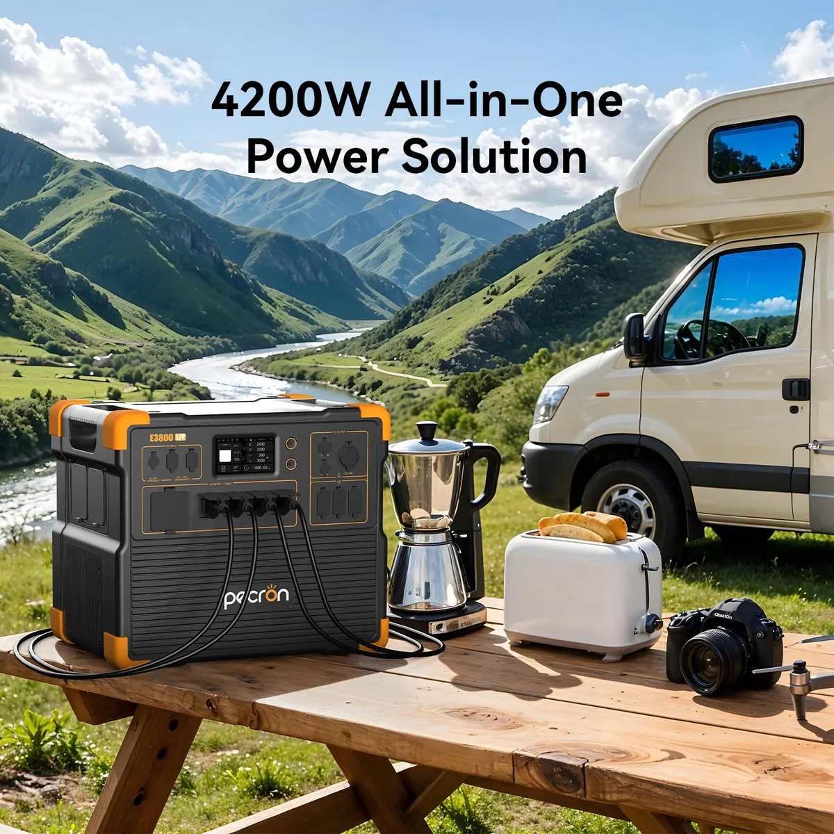 PECRON E3800LFP Portable Power Station 4200W 3840Wh with Free Cart PRE-ORDER