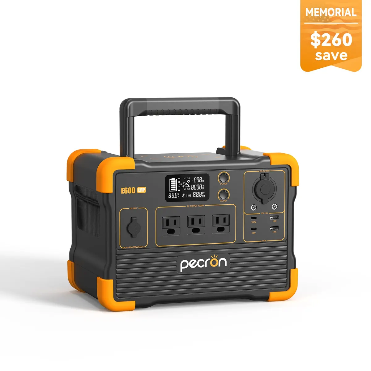 PECRON E600LFP Portable Power Station 1200W 614Wh LiFePO4