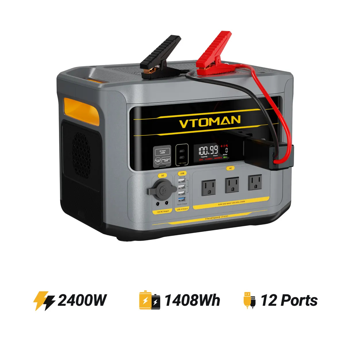 VTOMAN FlashSpeed 2400  with 200W Pro Solar Panel