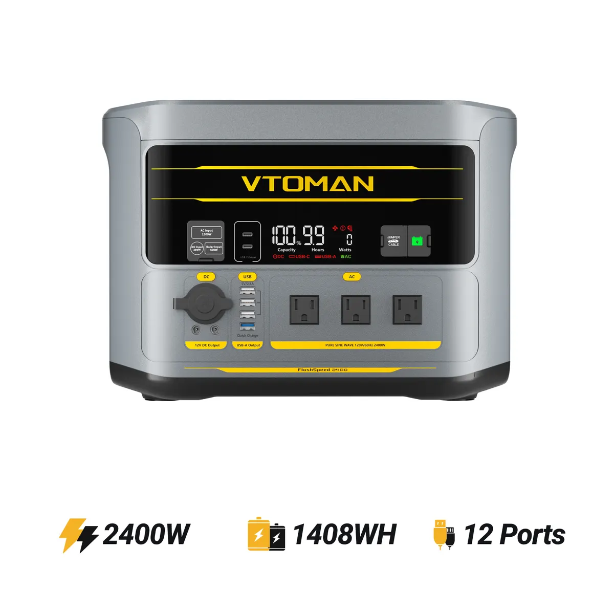 VTOMAN FlashSpeed 2400  with 200W Pro Solar Panel