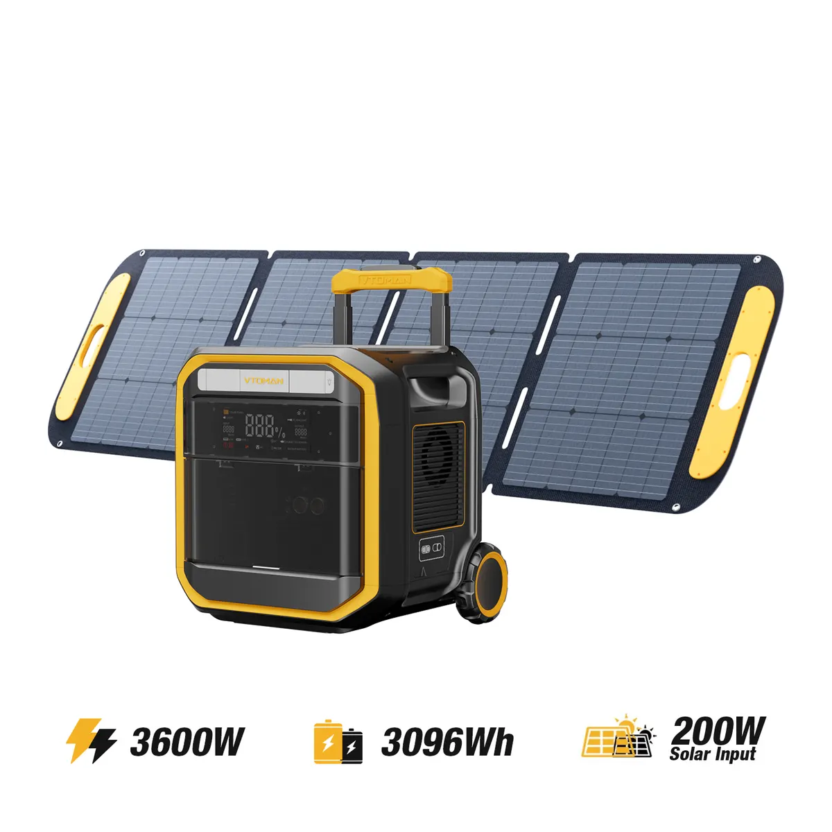 VTOMAN FlashSpeed Pro 3600 with 200W Pro Solar Panel