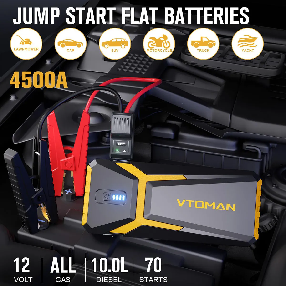 VTOMAN V10 Pro Yellow Jump Starter 4500A (CANADA ONLY)
