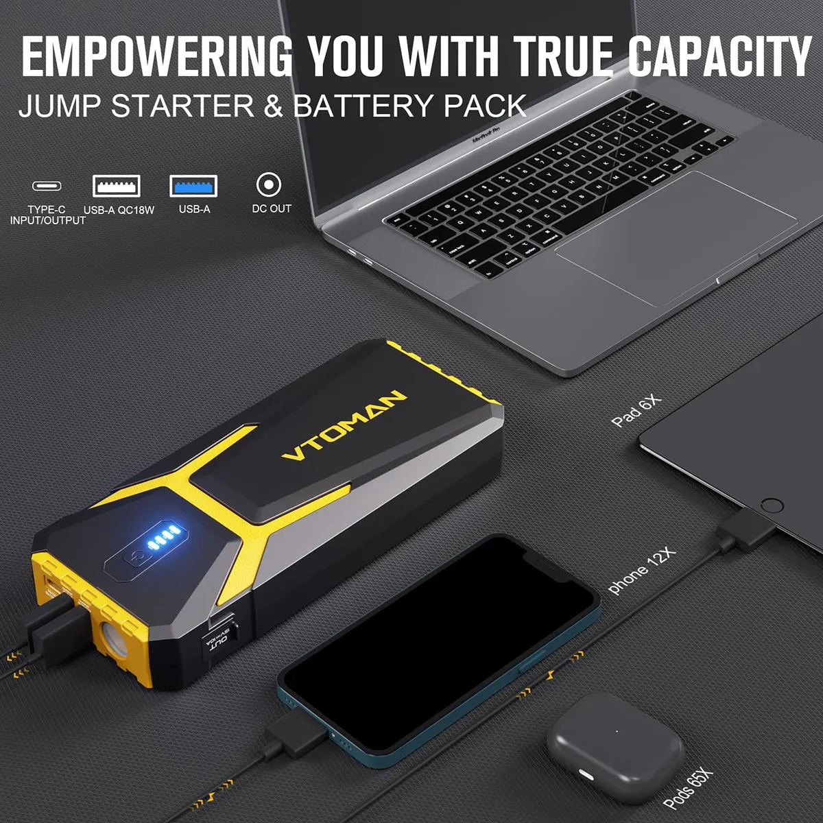 VTOMAN V10 Pro Yellow Jump Starter 4500A (CANADA ONLY)