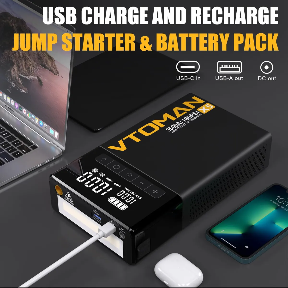 VTOMAN X5 Jump Starter with Air Compressor