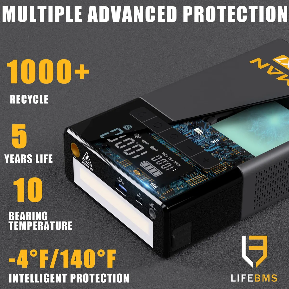 VTOMAN X7 Jump Starter With Air Compressor - Black